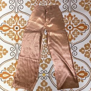 NWT gold/champagne satin wide leg high waisted trousers.